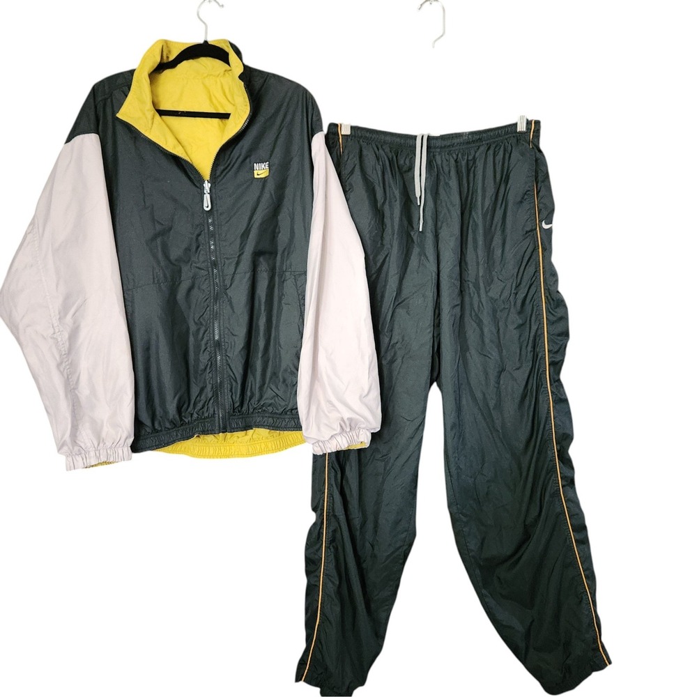 VTG 90s Nike Windbreaker Tracksuit Set Y2K Retro Colorblock Jacket Pants L/XL